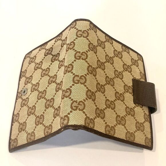 M GUCCI MONOGRAM Leather Canvas Agenda Binder Passport Holder Credit Card Wallet - Picture 4 of 17